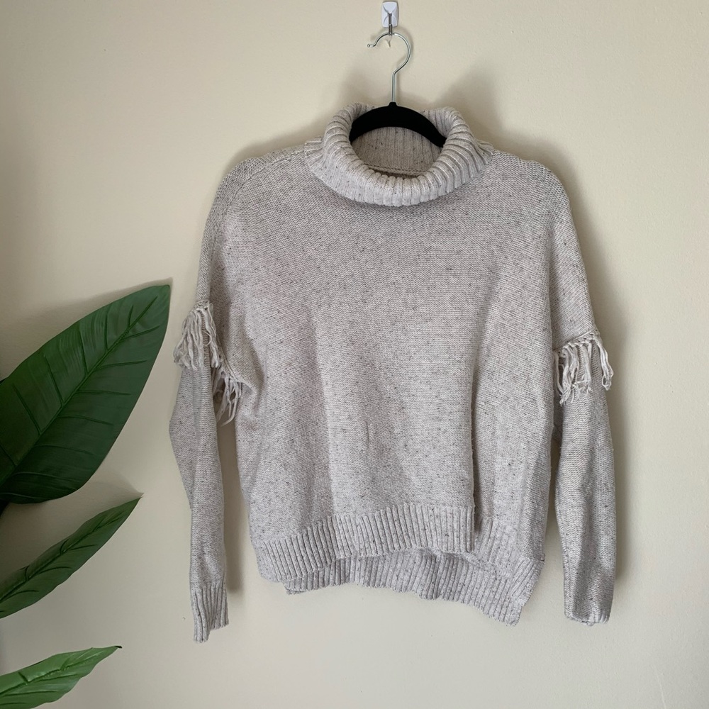 AERIE | Cropped Fringe Turtleneck Sweater size m